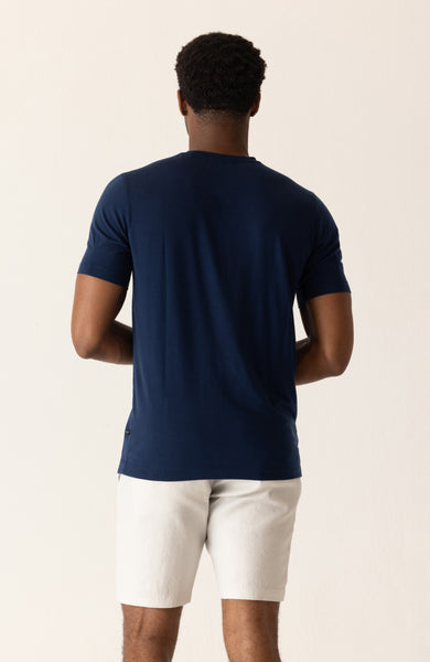 DEKE SS Modern Crew T-Shirt in Soft Techno Jersey - Indigo