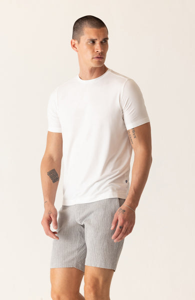 DEKE SS Modern Crew T-Shirt in Soft Techno Jersey - Optic White