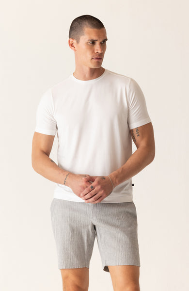DEKE SS Modern Crew T-Shirt in Soft Techno Jersey - Optic White