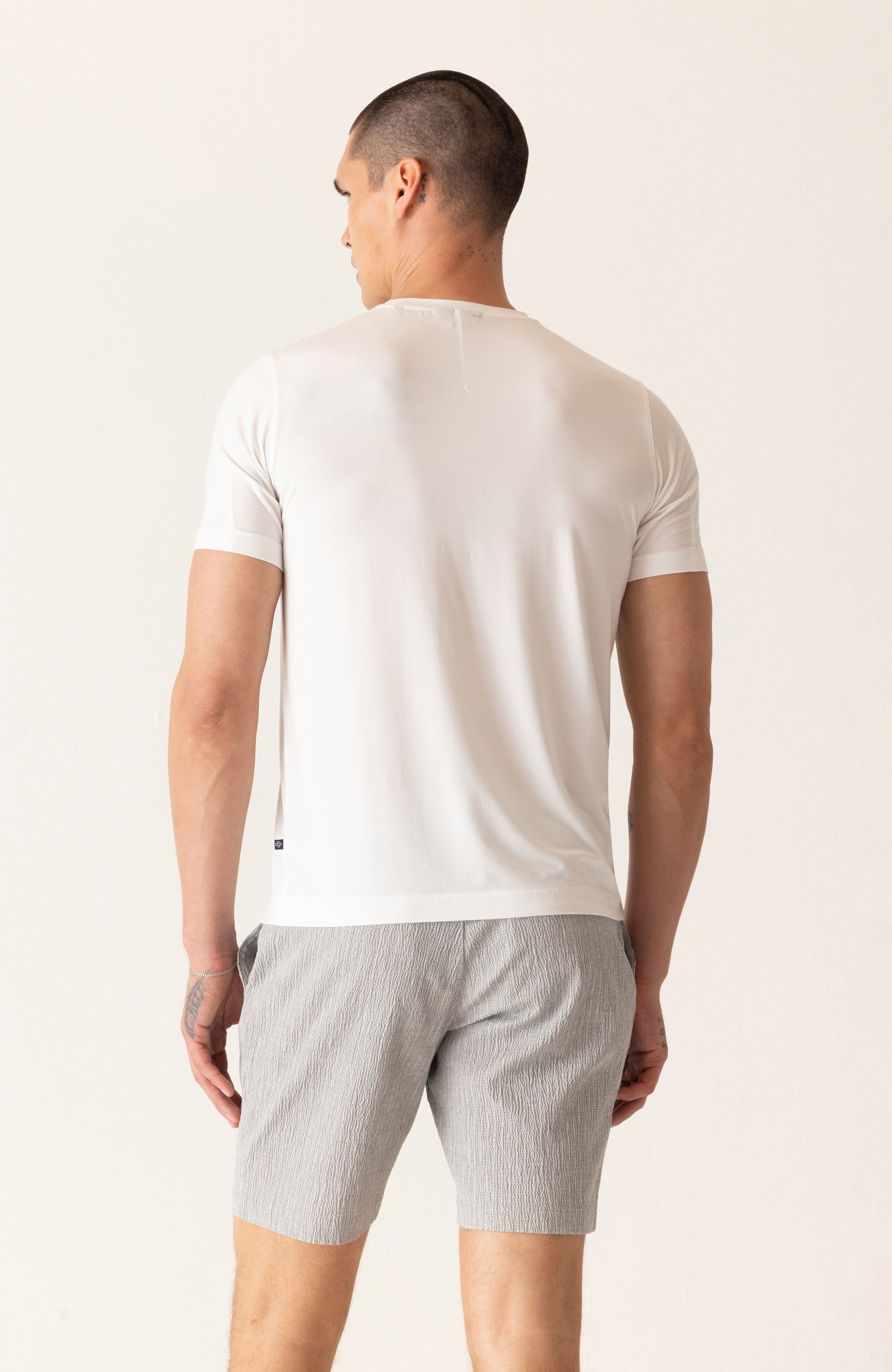 DEKE SS Modern Crew T-Shirt in Soft Techno Jersey - Optic White