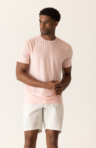 DEKE SS Modern Crew T-Shirt in Soft Techno Jersey - Rose All-Day