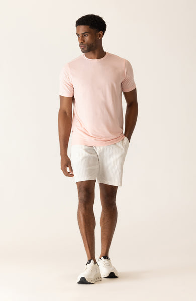 DEKE SS Modern Crew T-Shirt in Soft Techno Jersey - Rose All-Day