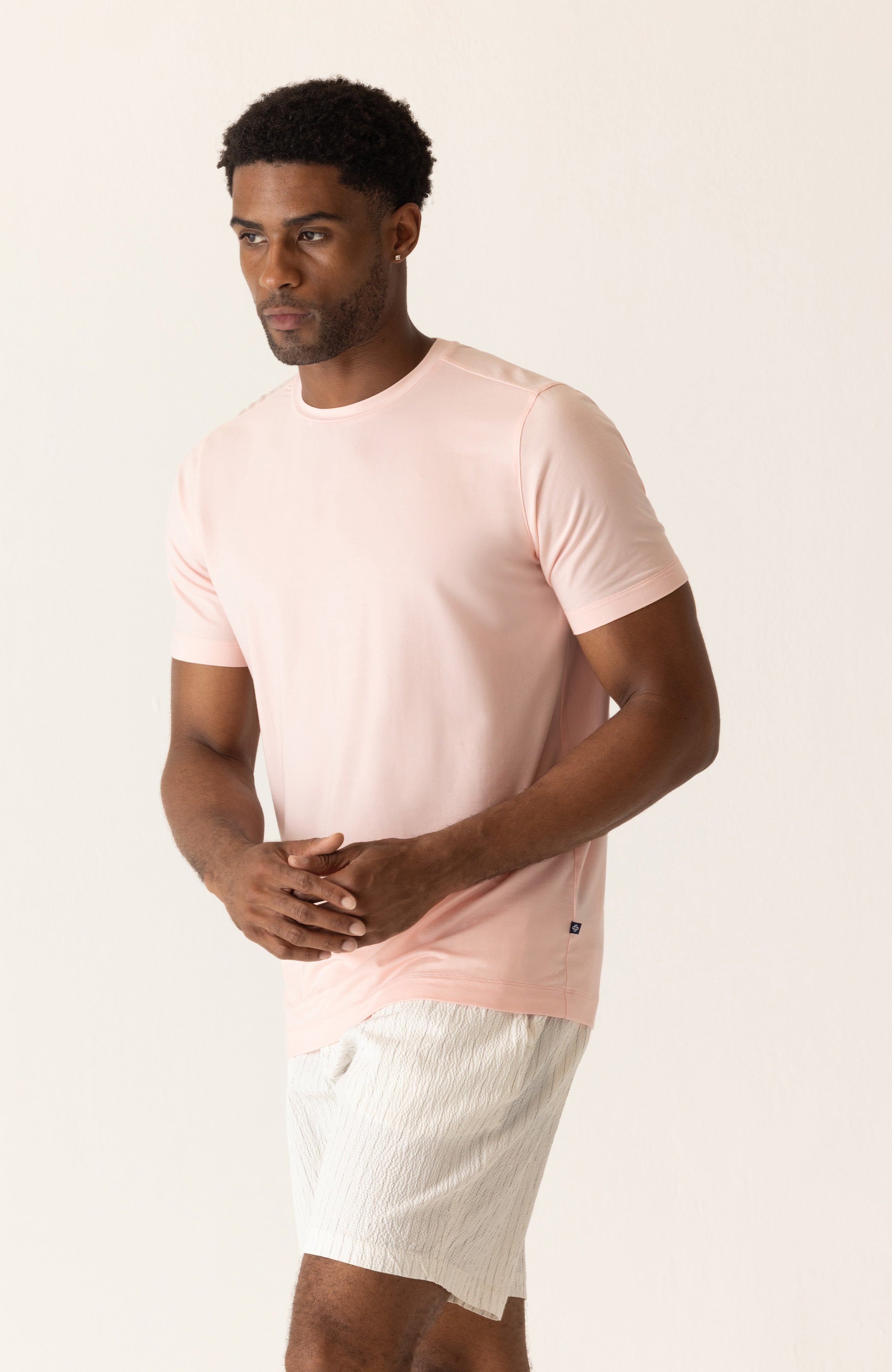 DEKE SS Modern Crew T-Shirt in Soft Techno Jersey - Rose All-Day