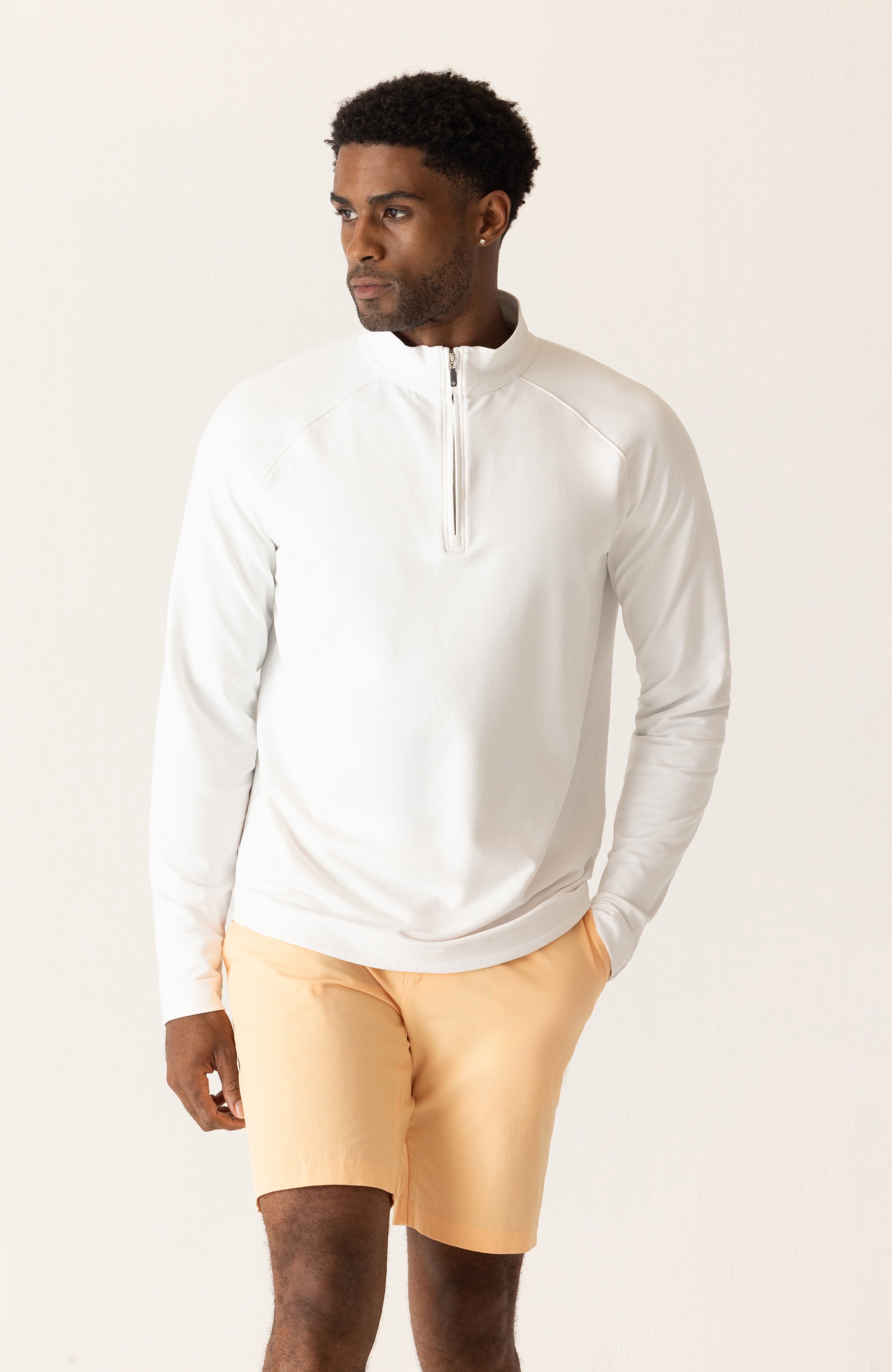 DEKE LS 1/4 Zip in Techno Microlight French Terry - White