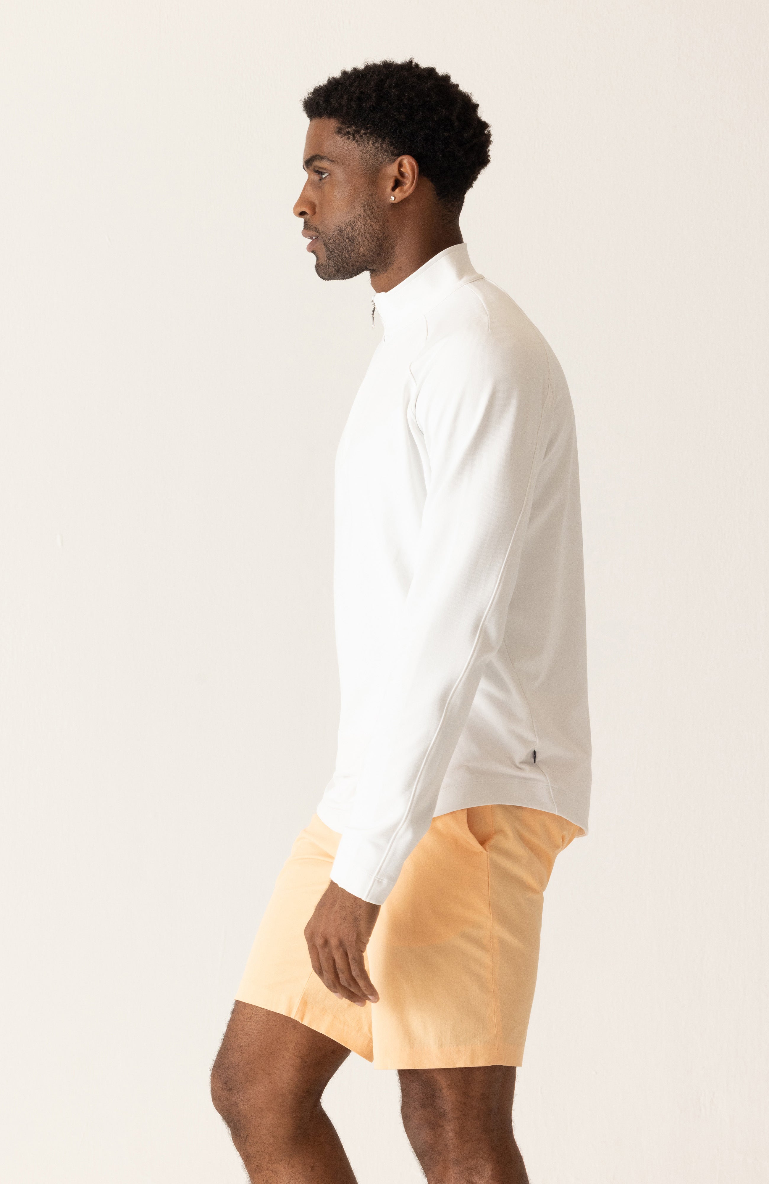 DEKE LS 1/4 Zip in Techno Microlight French Terry - White