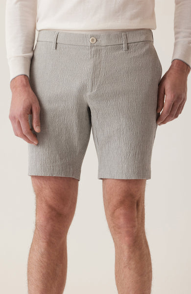 DEKE OASIS Bermuda Short Seersucker - Grey Heathr Mini Check