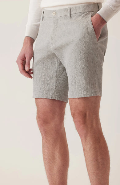 DEKE OASIS Bermuda Short Seersucker - Grey Heathr Mini Check