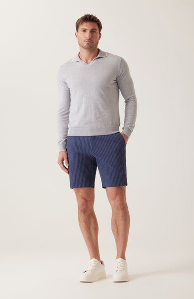 DEKE OASIS Bermuda Short Seersucker - Indigo Heather Pinstripe