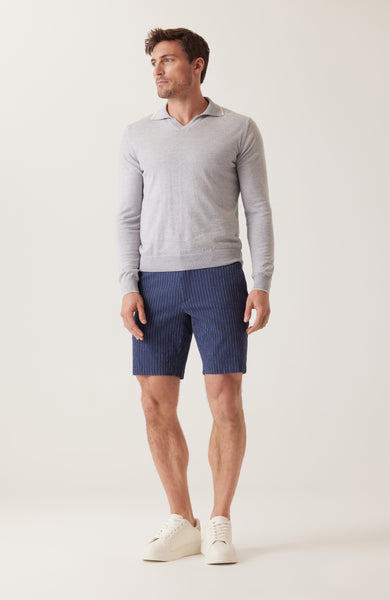 DEKE OASIS Bermuda Short Seersucker - Indigo Heather Pinstripe