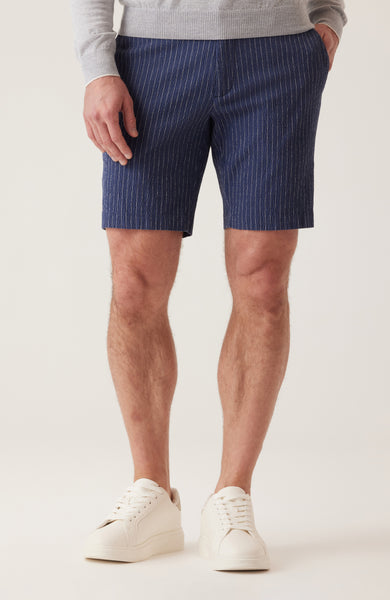 DEKE OASIS Bermuda Short Seersucker - Indigo Heather Pinstripe