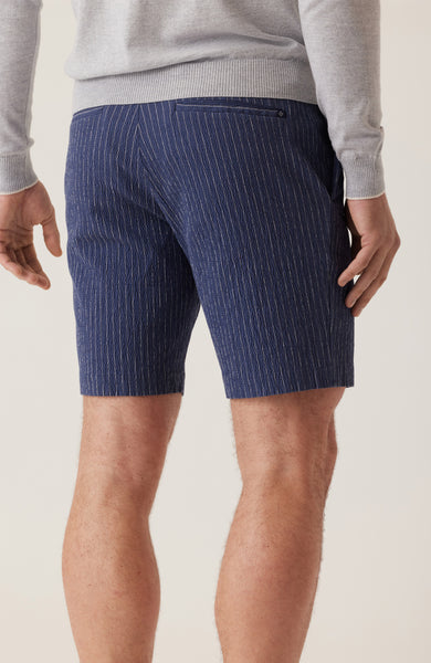 DEKE OASIS Bermuda Short Seersucker - Indigo Heather Pinstripe