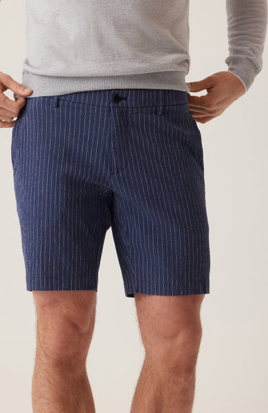 DEKE OASIS Bermuda Short Seersucker - Indigo Heather Pinstripe