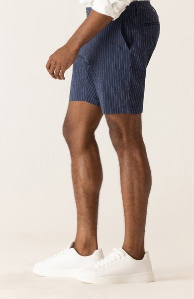 DEKE OASIS Bermuda Short in Supernatural Seersucker - Indigo/Natural Pinstripe