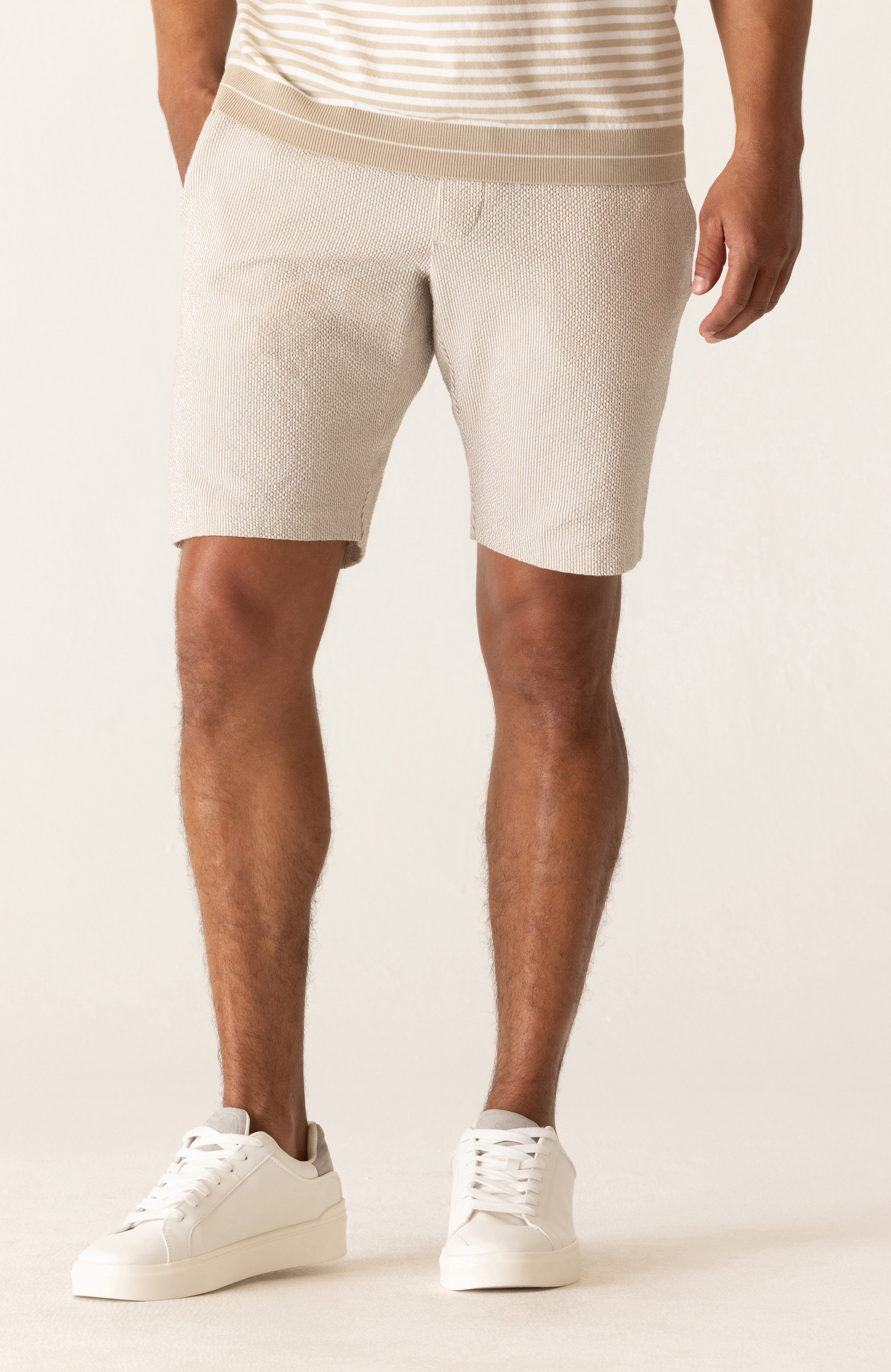 DEKE 360 Infinity Short in Supernatural Seersucker - Sand/Natural Pinstripe