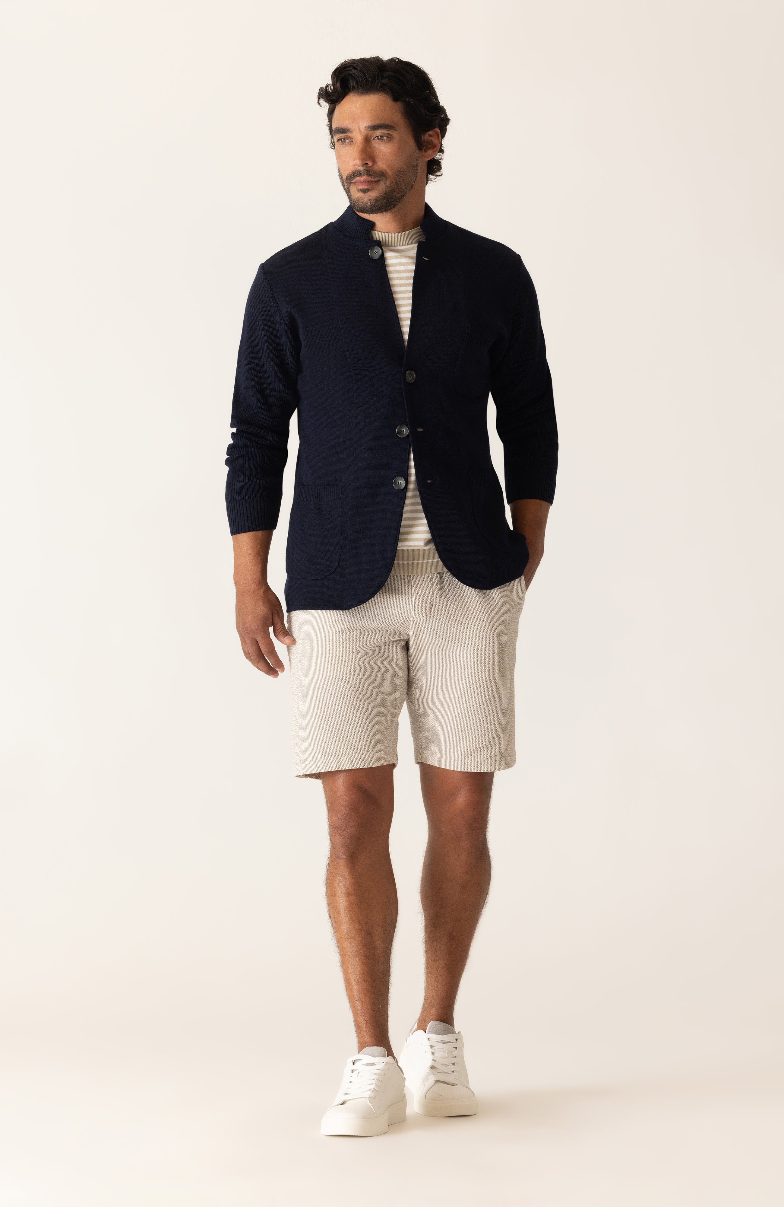 DEKE 360 Infinity Short in Supernatural Seersucker - Sand/Natural Pinstripe