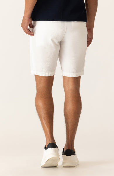 DEKE GALAXY Bermuda Short in Supernatural Seersucker - White