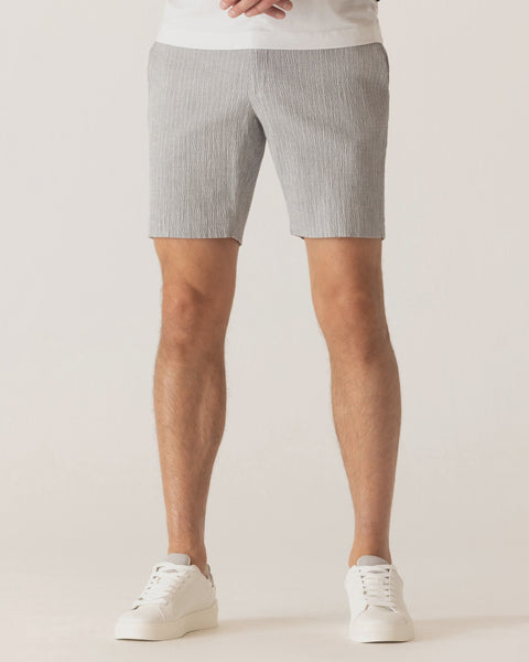 DEKE OASIS Bermuda Short in Supernatural Seersucker - Gray/Natural Pinstripe