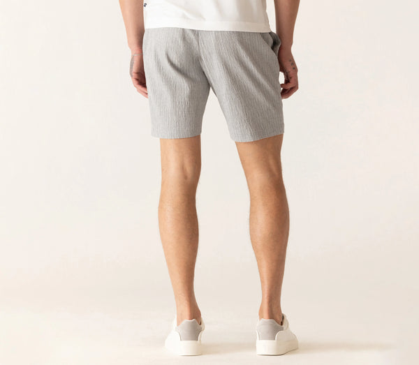 DEKE OASIS Bermuda Short in Supernatural Seersucker - Gray/Natural Pinstripe