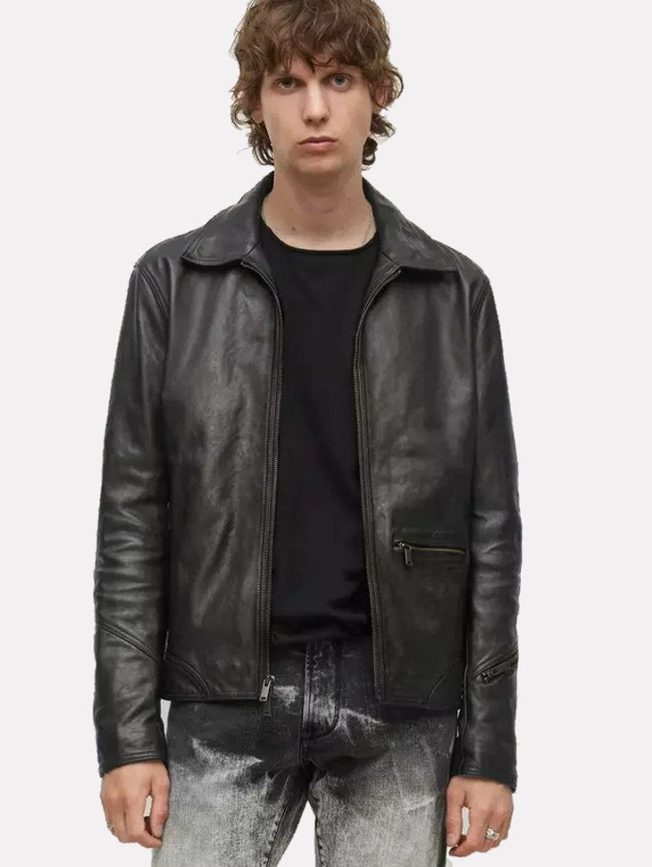 John Varvatos DEGRAW Leather Blouson Jacket - Black