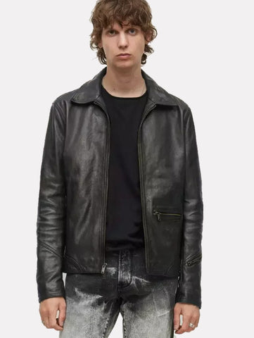 John Varvatos DEGRAW Leather Blouson Jacket - Black