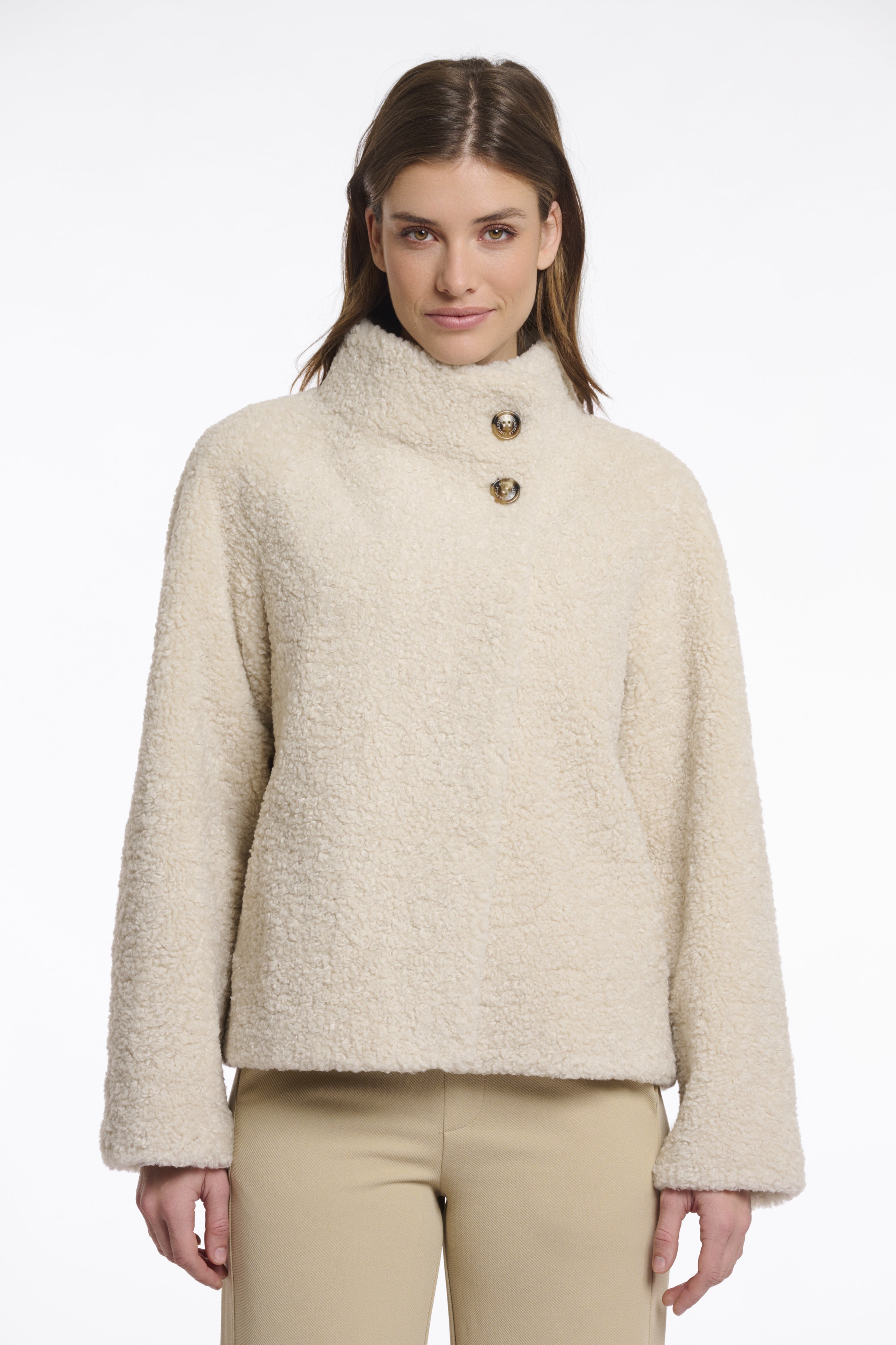 RINO & PELLE Denu Teddy Jacket with High Collar Birch