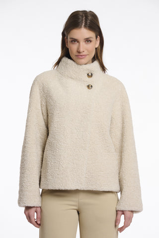 RINO & PELLE Denu Teddy Jacket with High Collar in Birch