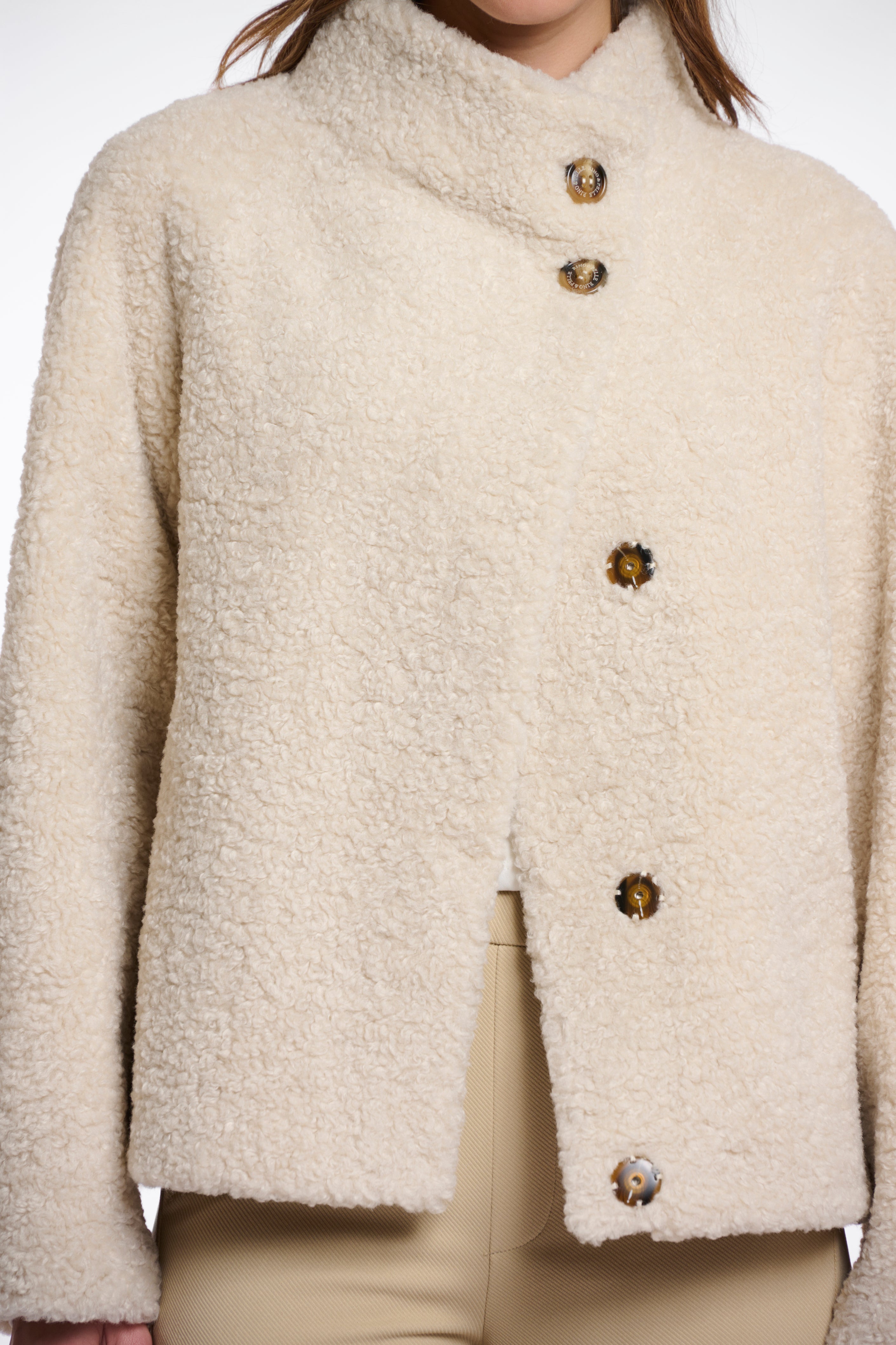 RINO & PELLE Denu Teddy Jacket with High Collar Birch