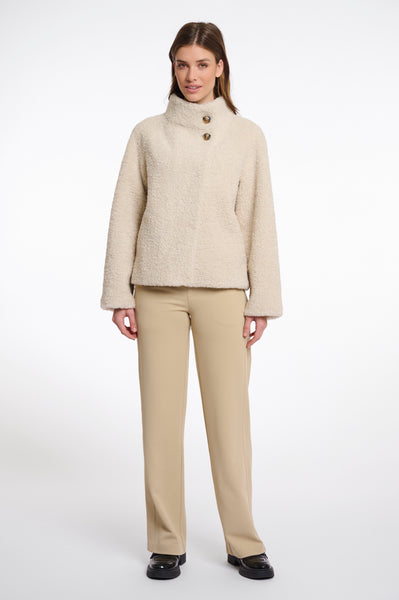 RINO & PELLE Denu Teddy Jacket with High Collar in Birch
