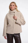 RINO & PELLE Denu Teddy Jacket with High Collar in Birch