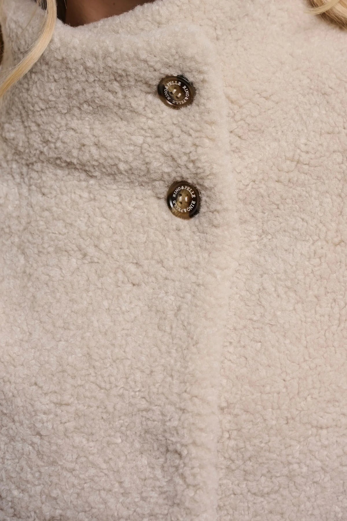 RINO & PELLE Denu Teddy Jacket with High Collar in Birch