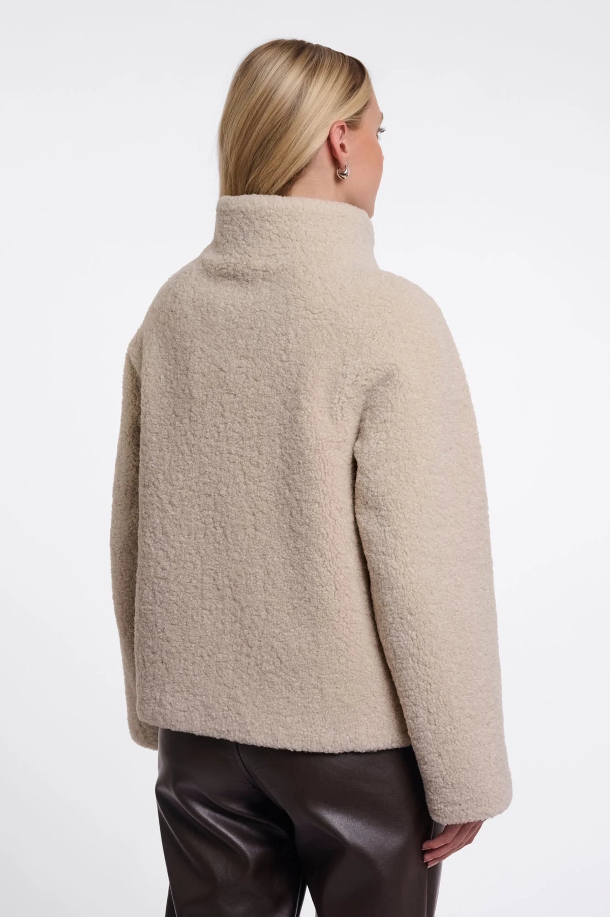 RINO & PELLE Denu Teddy Jacket with High Collar in Birch