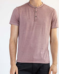 John Varvatos Duke S/S Henley Burnout Tee - Pink Sand