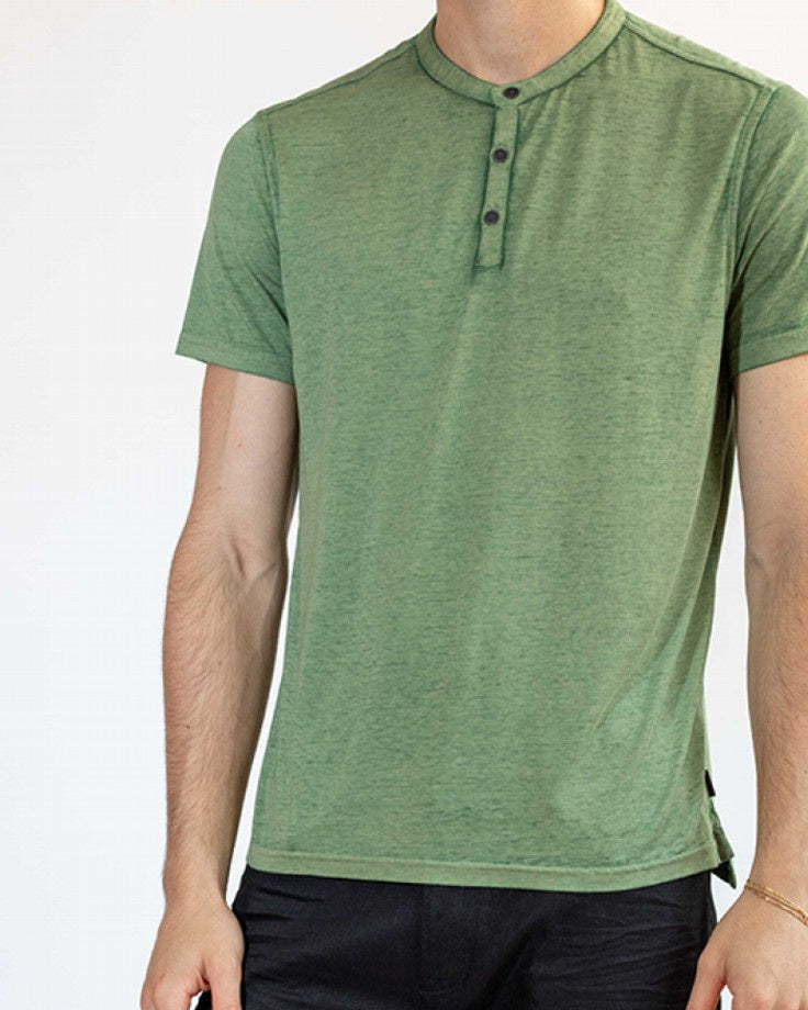 John Varvatos Duke S/S Henley Burnout Tee - Pistachio