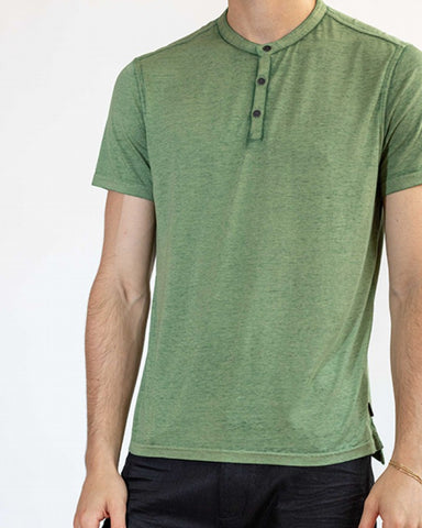 John Varvatos Duke S/S Henley Burnout Tee - Pistachio