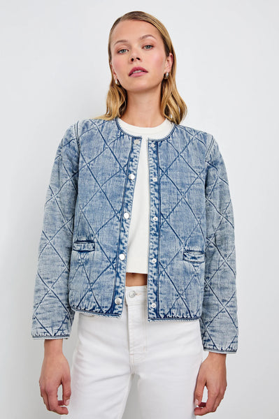 Rails Ency Quilted Tencel Denim Jacket in Mid Blue