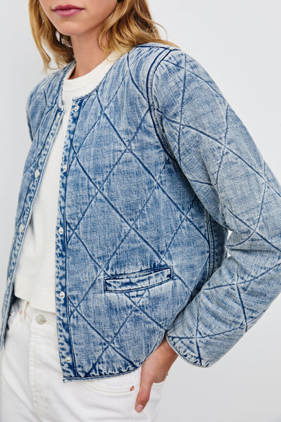 Rails Ency Quilted Tencel Denim Jacket in Mid Blue