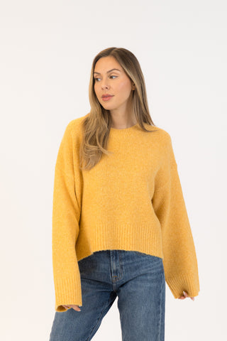 Lyla & Luxe Eva Luxe Crewneck Pullover in Gold