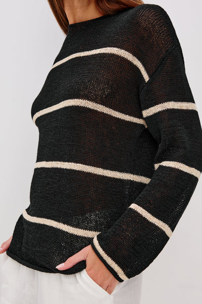 Rails Evangeline Sweater in Black Linen Stripe