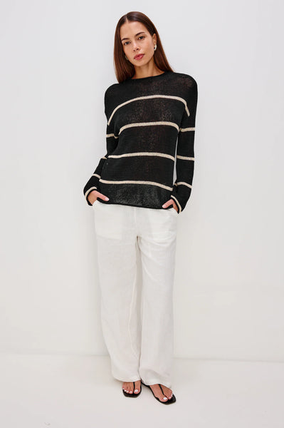 Rails Evangeline Sweater in Black Linen Stripe