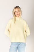 Lyla & Luxe Evolet Chenille Mock Rib Sweater in Buttercup