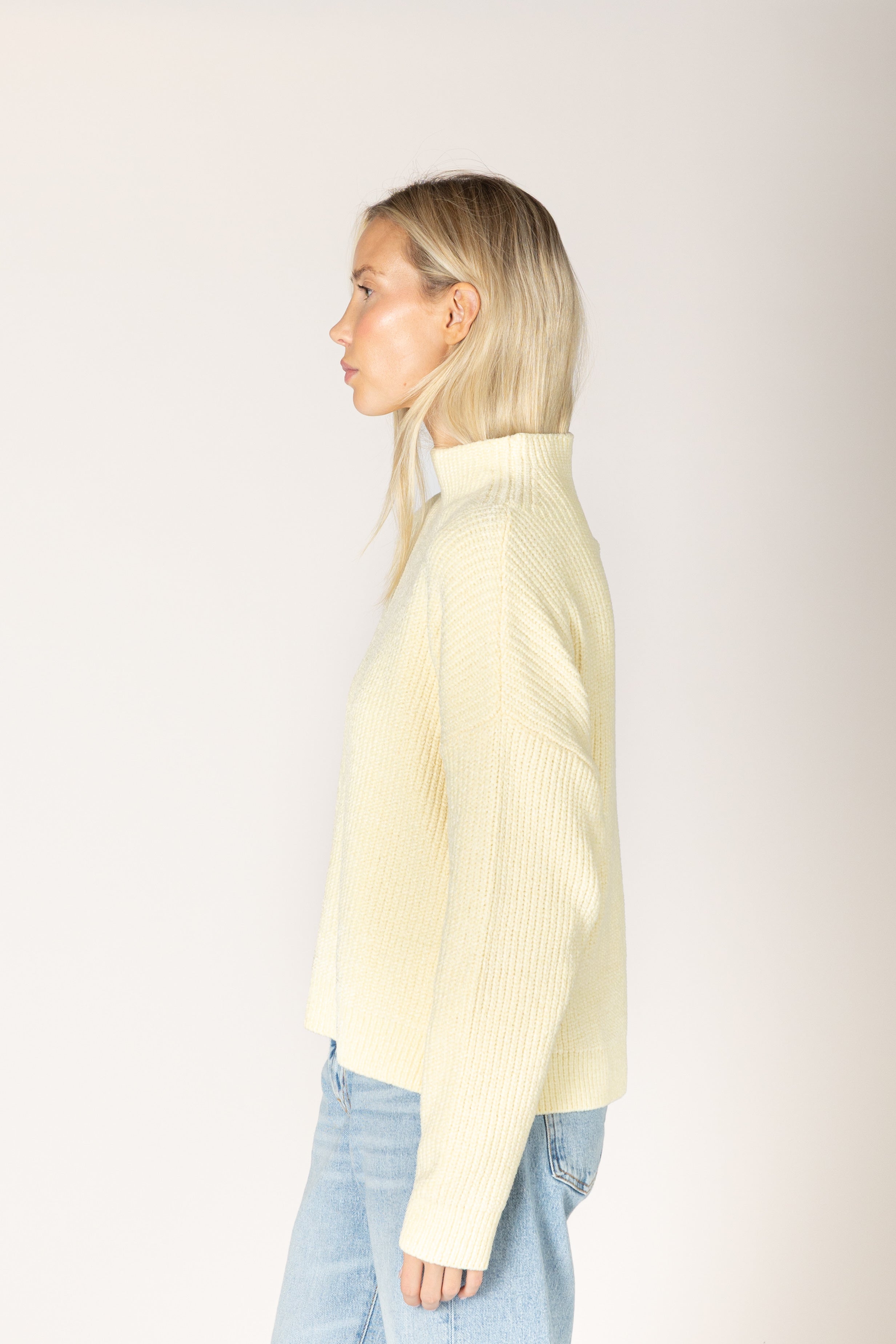 Lyla & Luxe Evolet Chenille Mock Rib Sweater in Buttercup