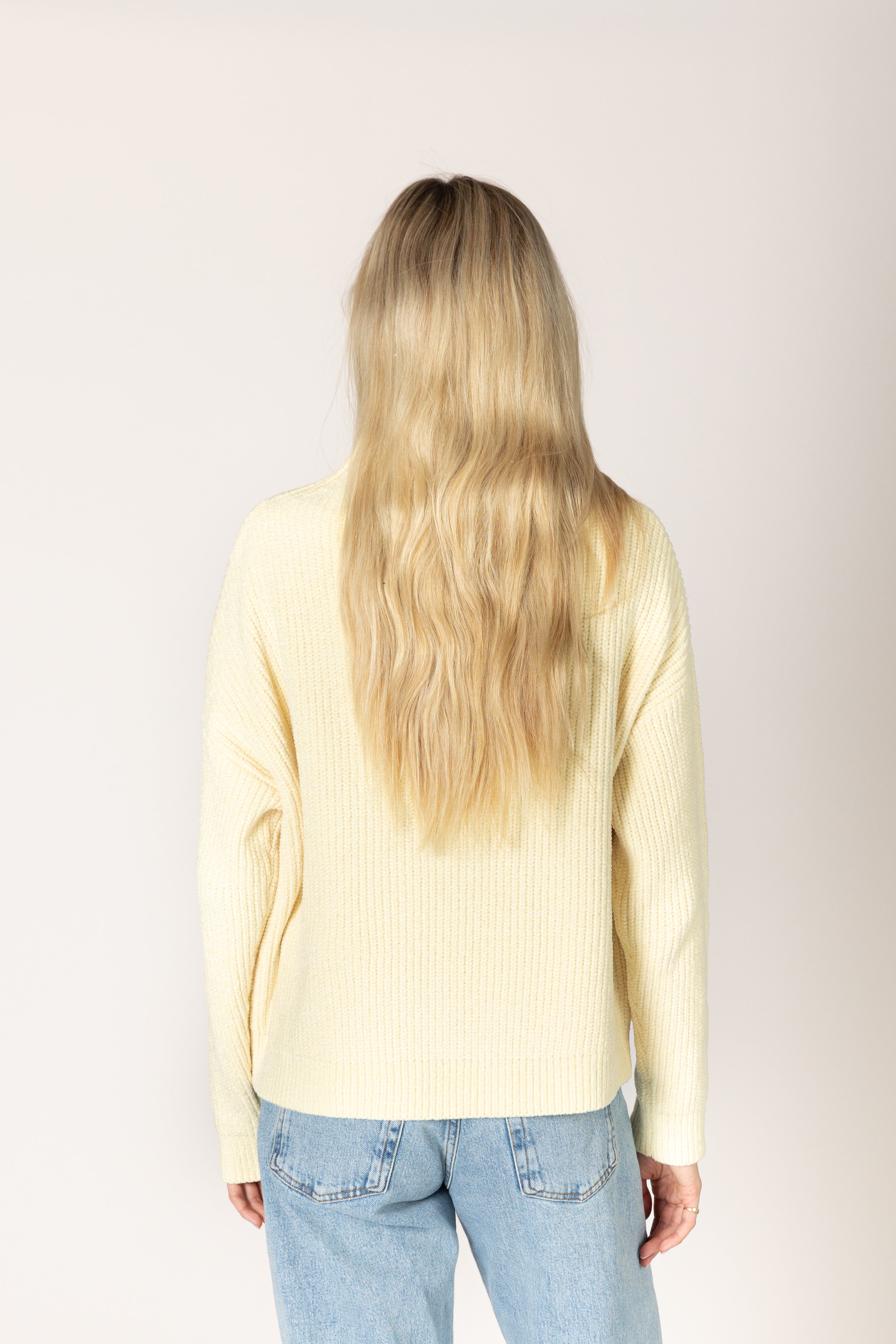 Lyla & Luxe Evolet Chenille Mock Rib Sweater in Buttercup