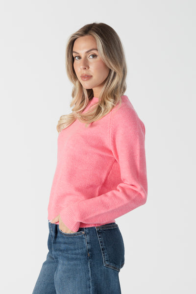 Lyla & Luxe Ezra Lightweight Crew Sweater in Pink