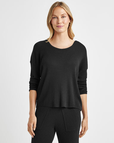 Splendid Georgie Rib Sweater in Black