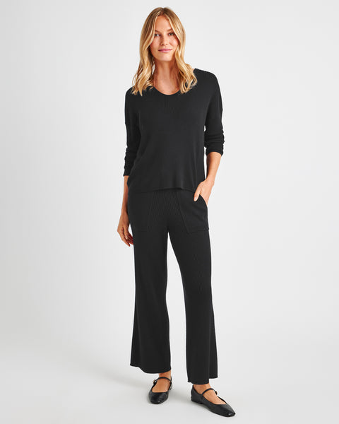 Splendid Georgie Rib Sweater in Black