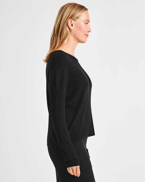 Splendid Georgie Rib Sweater in Black