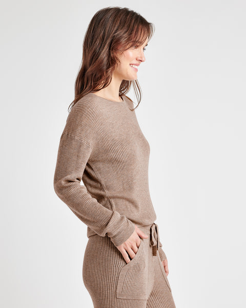 Splendid Georgie Rib Sweater in Tawny Heather