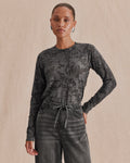 Splendid Cecelia Floral LS Tee in Charcoal