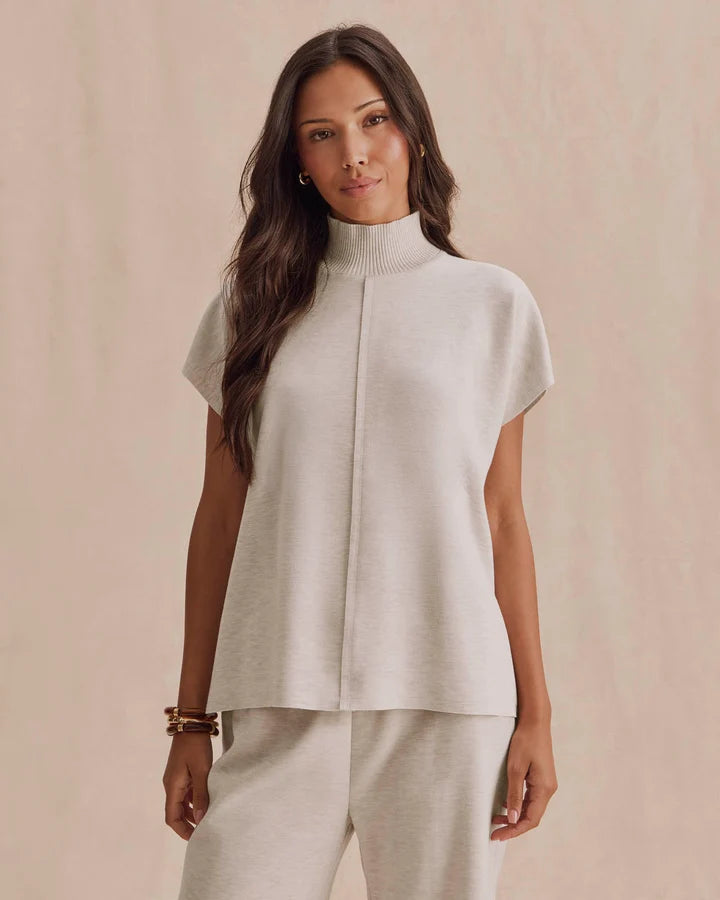Splendid Winslow Mockneck Pullover in Pale Oak Heather