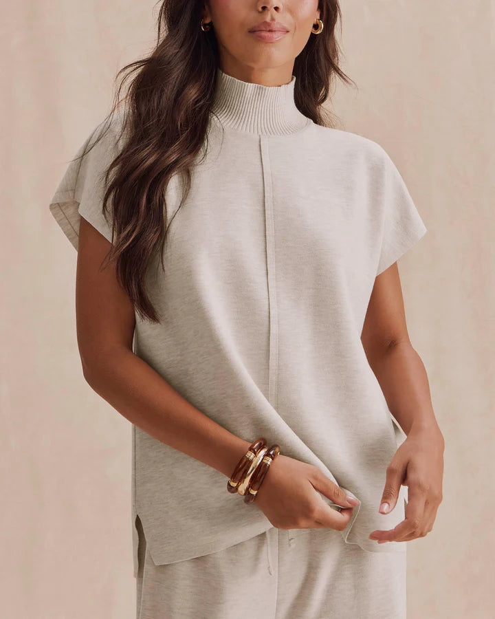 Splendid Winslow Mockneck Pullover in Pale Oak Heather